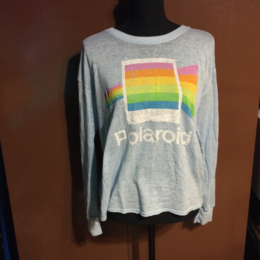 Polaroid Light Blue Burn out long sleeve Size Medium